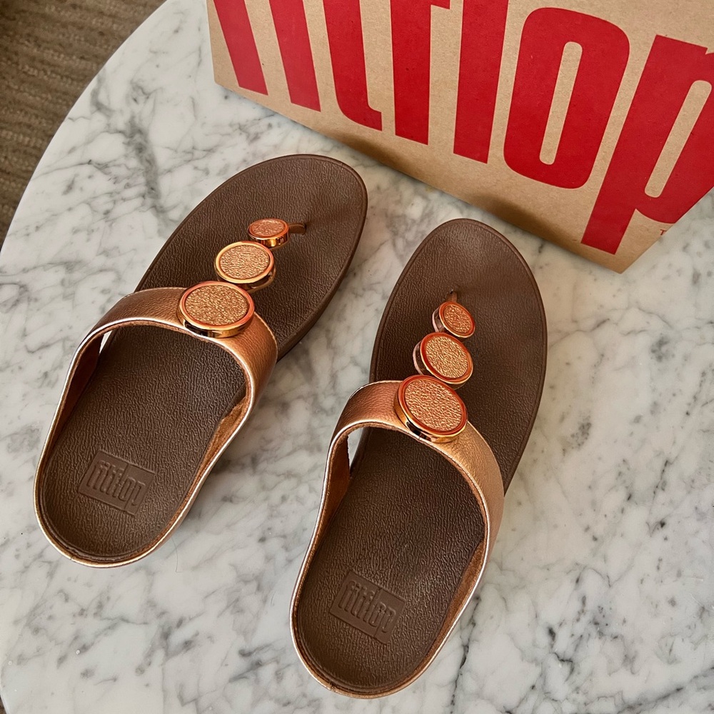 Fitflop Halo Toe Thong Sandals Rose Gold Size 7
